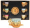 Alisveristime 12-teiliges türkisch-griechisch-arabisches Kaffee-Espressotassen-Untertassen-Set aus Porzellan (Gold)