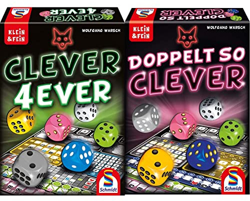 Schmidt Spiele 49424 Clever 4-Ever, Klein und Fein Serie, Würfelspiel, bunt & 49357 Doppelt so clever, Würfelspiel aus der Serie Klein & Fein, bunt