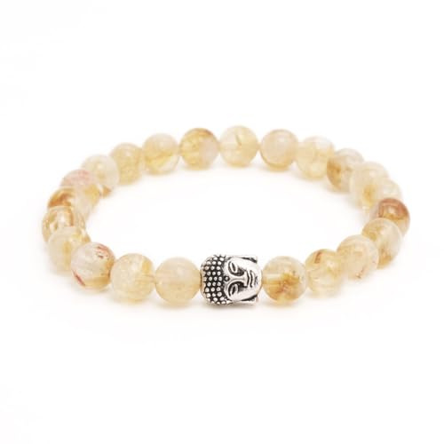 BERGERLIN Citrin Armband echt mit Naturstein Perlen - Buddha Armband