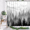 Schwarzer Berg-Duschvorhang nebliger Wald Foggy Shower Curtain for Bathroom with Hooks Cool Nature Scenery Landscape Bathtub Decor Design Art Shower Curtain Waterproof Fabric 180x200cm