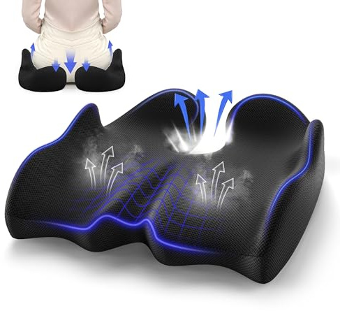 VOXON X-Large Memory Seat Cushion for Office Chair Ergonomic Coccyx Cushion and Back Support, Pressure Relief for Hip, Sciatica, Memory Foam Seat Cushions for Gamming Chair, Car Seat, Wheelchair