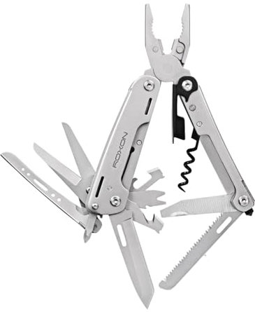 Hochwertiges Multitool Roxon Storm 16 Werkzeuge, 10-tlg. Bitsatz, inkl. Nylonholster - Multifunktionstool Tachenmesser Schweizermesser Klappmesser