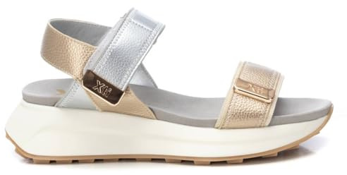 XTI - Sandalia Mujer Oro - Calzado Cómodo y Versátil - Moda casual - Modelo 14387405 (Talla 40)