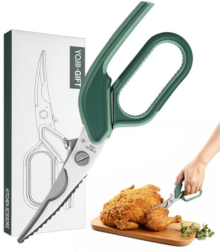 Senbos Geflügelschere, Edelstahl Profi Haushaltsschere mit Sicherheitsschloss, Kraftvolles Schneiden, Robuste Küchenschere Spülmaschinenfest, Allzweckschere für Fleisch, Fisch