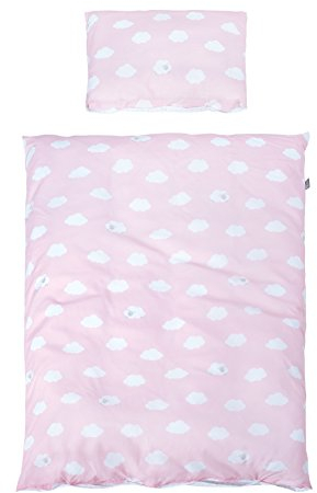 roba Kinderbettwäsche 100 x 135 cm - Kleine Wolke - Bettwäsche Set für Mädchen & Jungen - 2-teilig inkl. Decken & Kissenbezug aus Baumwolle - Rosa