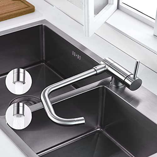ONECE Wasserhahn Küche Klappbar mit Brause, Vorfenster Küchenarmatur mit Klapphöhe 67mm, Vorfenstermontage Armatur mit 360° drehbar, Spültischarmatur Einhebel Mischbatterie für Küche, Matt