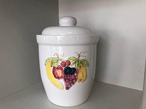 Ms-sten romoské, trädgårdsgryta 5 liter med fruktelief handmålad