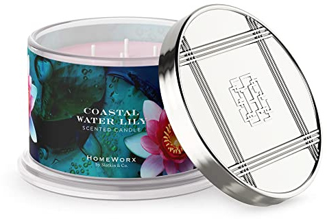 HomeWorx by SLATKIN + CO. Candle- Coastal Water Lily, 18 oz. Premium Scented Candle - 30-55 Hours Burn Time