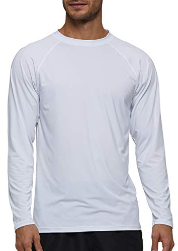 Langarmshirt Herren UPF 50+ Rash Guards UV Schutz Funktionsshirt Langarm Shirt Schnelltrocknend Atmungsaktiv Farbecht Wandershirt Sonnenschutz Jungen Surf Laufen Angeln Wandern Weiß XL