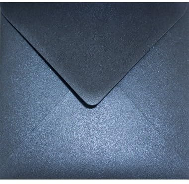 Netuno 100 quadratische Briefumschläge Perlmutt-Dunkel-Blau 153x 153 mm 120g Aster Metallic Queens Blue Perlmutt-Glanz-Umschläge quadratisch Perlglanz metallisch-glänzende Kuverts Metallic-Effekt