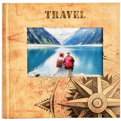 Kenro Travel Photo Album for 200 Photographs 6x4 Inch / 10x15cm with Compass Design Holiday Vacation - HOL127