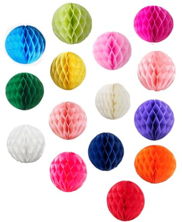 15pcs 4'' Tissue Honeycomb Balls Decorations Colorful Paper Honeycomb Balls