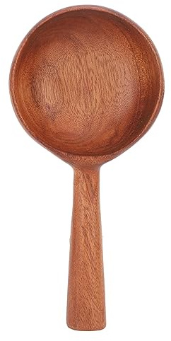 Wooden Kitchen Scoop Ladle, 4.3 Inch Large Solid Wood Water Spoon Multipurpose Serving Soup Rice Scoop Tablespoon for Flour, Beans, Canister, Bath Salt