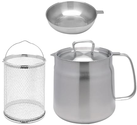 Fenteer Stainless Steel Deep Fryer Pot Frying Basket Nonstick French Fries Pot Small Deep Fryer Pot for Onion Rings Restaurant Picnic, Style A 1.5L