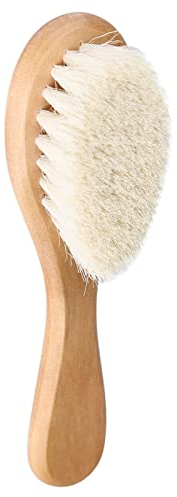 Yctze Ultra Soft and Goat Hair Infant and Baby Head Massage and Grooming Comb, Wooden Handle, Safe for Newborn Skin Care, Hair Brush Kit for Cradle Cap Bath Wash and