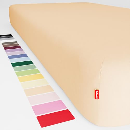 Schuette® Spannbettlaken • 200x200 cm • Wow! Kollektion: Apricot Unleashed (Apricot) • 100% Superfluff Baumwolle, Blickdicht, Faltenfrei • mit Rundumgummi • Matratzenhöhe bis 40 cm