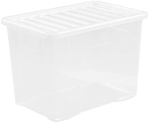 Neat. Plastics Large Heavy Duty Plastic Storage Box With Clear Lids, Durable, Nestable & Stackable Organizing Box Container For Home, Garage & Office, Single