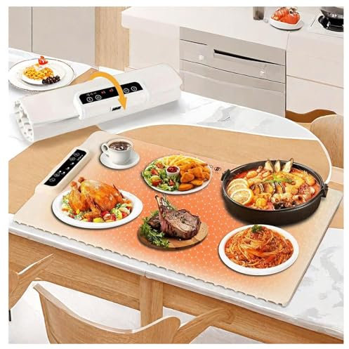 Hazomeu Bandeja De Calentamiento Eléctrico con 3 Modos Y Calentamiento Rápido Bandeja Calienta Platos Alfombrilla Portátil De Silicona Bandeja De Calentamiento