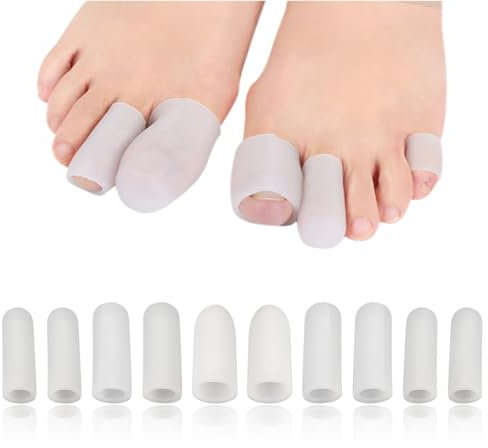 5 Paar Gel Zehenkappen, Silikon Zehenschutz für Große Zehen, Atmungsaktive Zehenpolster, Schmerzlinderung, Weiches Gel Zehenschutz