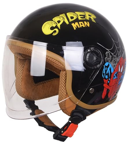 Casco De Moto para Niños | Casco Jet para Moto Homologado ECE 22.06, Casco De Scooter para Niños Y Niñas con Visera, Talla Única: 55-57 Cm C,55-57cm