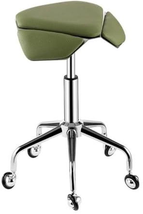 JAVPTAV Sgabello da sella regolabile, sgabello da sella ergonomico for interni ed esterni, sgabello girevole con ruote(Green)