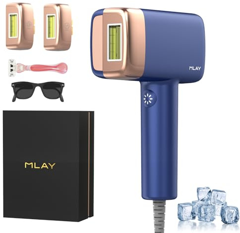 MLAY IPL Laser Hair Removal Device, 0.5 Sec/Flash, Painless & Long Lasting Hair Removal(20J), 3 Lamp Heads, Ice Cooling Hair Laser Removal Machine for Facial, Bikini Laser Hair Removal for Women Men