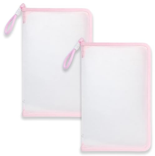 Pink Folder A4 Zip Wallets, Plastic Wallet Folder with Secure Sealing, Document Storage and Organisation for Students and Office Professionals, Two A4 Plastic Folders with Internal Clipboards