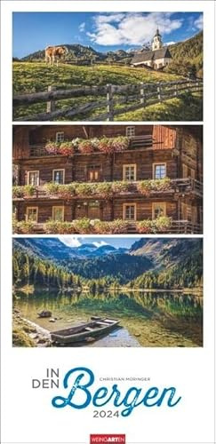 In den Bergen Kalender 2024. Die Welt der Berge in einem Kalender. Harmonisch zusammengestellte Triplets von Alpenfotos in einem Kalender im Hochformat.