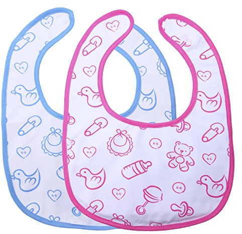 LittleForBig Big Sized Bib 2 Packs-Nursery Blue/Pink