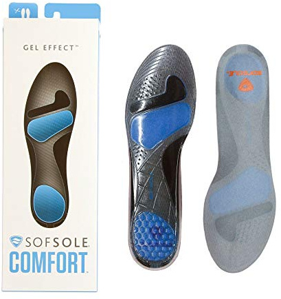 Sof Sole Semelles Gel Effect - Soutien Ciblé Pour Améliorer Le Confort Et Réduire La Fatigue Du Pied, Gel Sof Offre Un Soutien De Voûte Pour Plus De Stabilité, Idéal Pour Sportives, S/M, Gris/Bleu