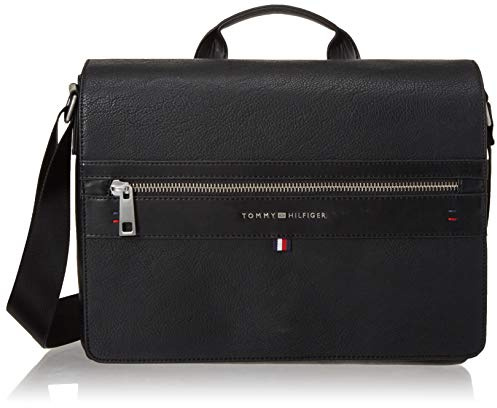 Tommy Hilfiger Men's Leo Messenger Bag, Pebble Black, One Size US
