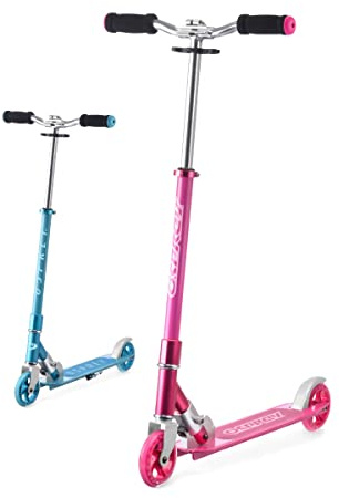 Osprey Patinete de 2 Ruedas Plegable para niños y niñas con Barra Ajustable, Freno Trasero y rodamientos ABEC 5