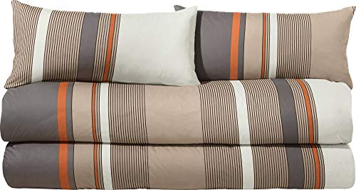 Erwin Müller Single-Jersey Bettwäsche-Set 4-TLG., Bettgarnitur, mit Streifen, Taupe-grau, Größe 135x200 cm (80x80 cm) - temperaturausgleichend, bügelfrei, mit Reißverschluss, 100% Baumwolle