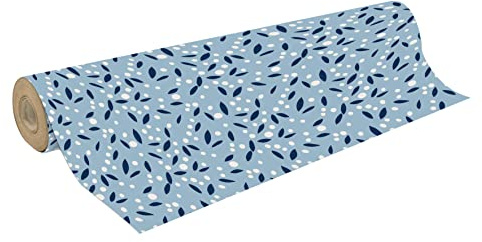 Clairefontaine 223859C - Une Bobine De Papier Kraft Brut Recyclé - Dimensions : 50mx70 cm - 70g - Motif : Pétales Bleues - Papier Recyclé, Idéal pour Emballage Cadeaux, DIY, Loisirs Créatifs