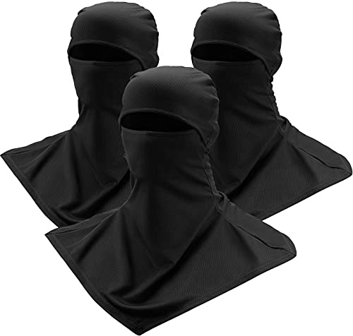 SATINIOR 3 Piece Balaclava Face Cover Sun Protection Neck Cover Summer Balaclava Motorcycle Face Mask for Men Women (Black)