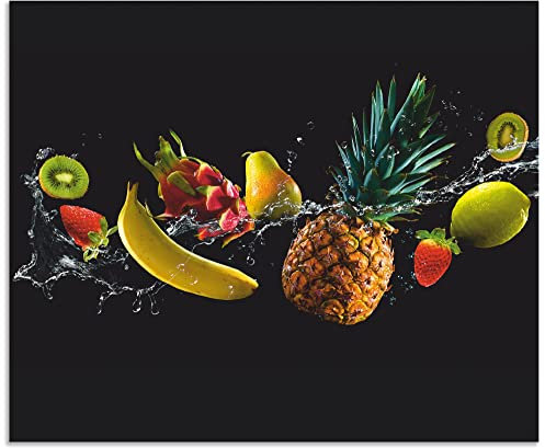 ARTland Spritzschutz Küchenrückwand aus Alu für Küche Herd Spüle 60x50 cm (BxH) viele weitere Größen Design Obst Früchte Schwarz U1TG