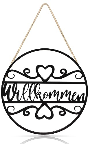 ANHUIB Herzlich Willkommen Schild,Willkommensschild für Wand Türschilder,Willkommen Sschild Vorne für Türdekoration,Holz Willkommensschild Wohnzimmer Garten,Willkommenskränze Türdekorationen Hängenden