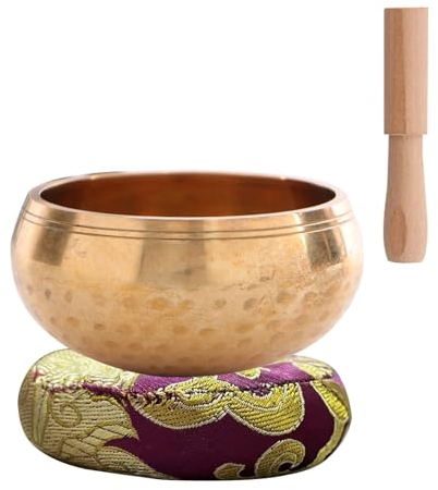 Meditation Set Zubehör,klangschale kinder und Erwachsene,Yoga Meditation Feng Shui,Mit massiven Holz Trommelstöcke,Geeignet für Meditation und Behandlung Geschenkset,8 cm(Zufällige Grundfarbe)