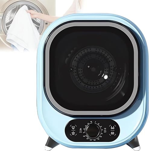Abluft-Wäschetrockner, Front-Wäschetrockner, Flusen- und Staubfilter, 0–200 Minuten, Timer, Heiß-/Kaltluft, 3D-Trocknung, Überhitzungsschutz, 35 dB, geräuscharm, kompakter Wäscheschleuder (blau)