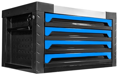 JOMAFA Caja de Herramientas Tipo Cofre con 4 Cajones y Bandeja de Acero Inoxidable, 690 x 435 x 520 mm