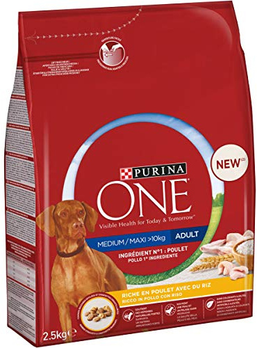 PURINA ONE Medium Maxi Crocchette per Cani Adulti con Pollo e Riso 4 Sacchi da 2.5kg