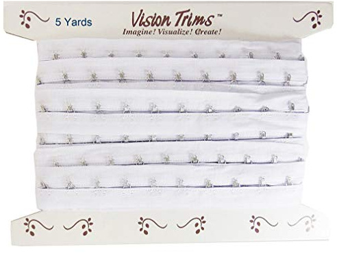 5 Yards Pair Hook and Eye Trim- 0.75 SPACING- Silver Metal On White Cotton Tape Ribbon Edging Cordage for Corset Sewing Quilting Renaissance Dance Bridal Costumes Drapery Home décor- #45-WH-75-5Y