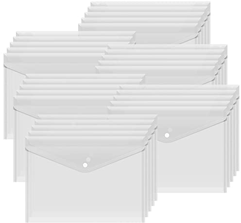 Bimormat 30 Pack A4 Plastic Wallets Folders,Waterproof Plastic Wallets Clear Popper Wallet