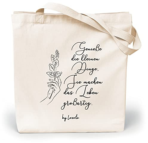 Loxato Canvas Tote Bag mit Spruch bedrucken - Stoffbeutel Lustig - Einkaufstasche mit Motiv - Jutebeutel Spruch