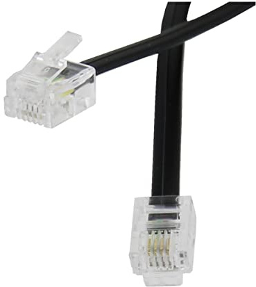 Reulin 1M Câble Plat Pour Téléphone et Internet Haut Débit, 1 M Fil Pour Modem Vers Prise RJ11 ou Microfiltre, Filtre ADSL 2+/Fibre Optique 6/4 Pour Connexion Internet Rapide (Noir, 1 Mètres)