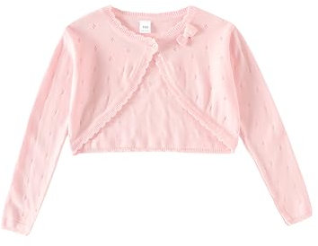 Proumhang Cardigan Bolero Shrug da Bambina Maglioni a Maniche Lunghe in Cotone Scialle a Un Bottone Giacca Felpa Cappotti Vestito Chlidren Coprire per 3-10 Anni Rosa 120