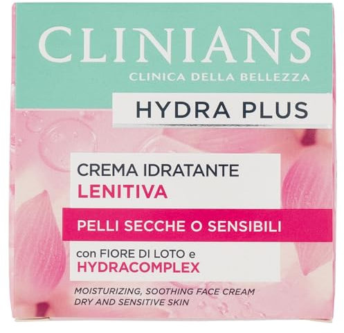 CLINIANS | Hydra Plus Crema Viso Idratante Lenitiva, Dermatologicamente Testato, Made in Italy, 50 ml