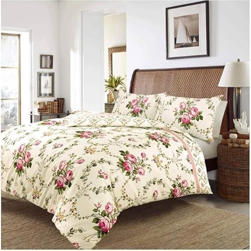 London Dream Olivia Flannelette 100% Brushed Cotton Single Duvet Cover Sets with One Pillow Case Reversible Thermal Floral Bedding Quilt Covers Set (Pink, 135x200cm)