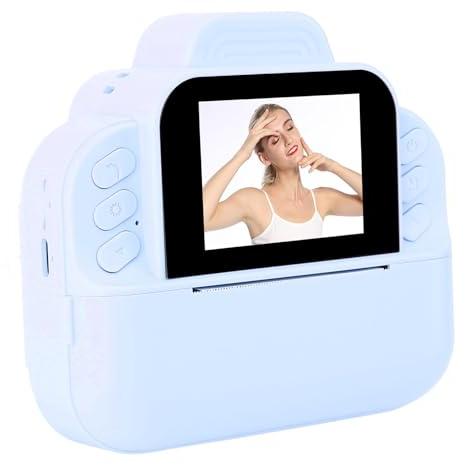 BONKZEBU Fotocamera Istantanea con Schermo da 2,4 Pollici, Fotocamera Istantanea HD 1080p 1080p, Stampa Termica Time Lapse con Filtri Multipli, Giocattolo per Studenti (Blu)
