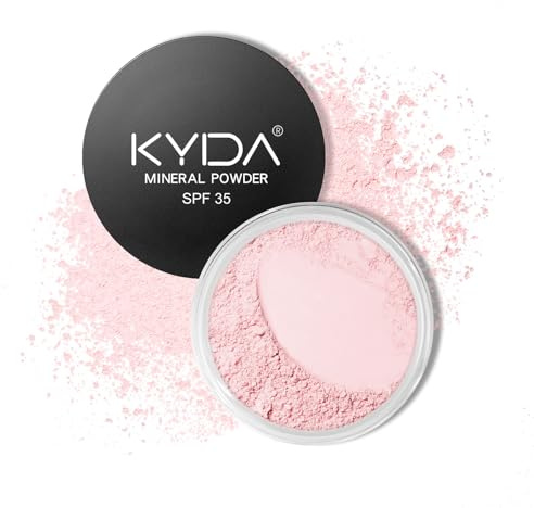 KYDA Mineral Powder, SPF 35, Pink Blur Face Loose Powder, Sheer Coverage, Weightless Oil Free Setting Powder, 0.28 oz, Light Pink